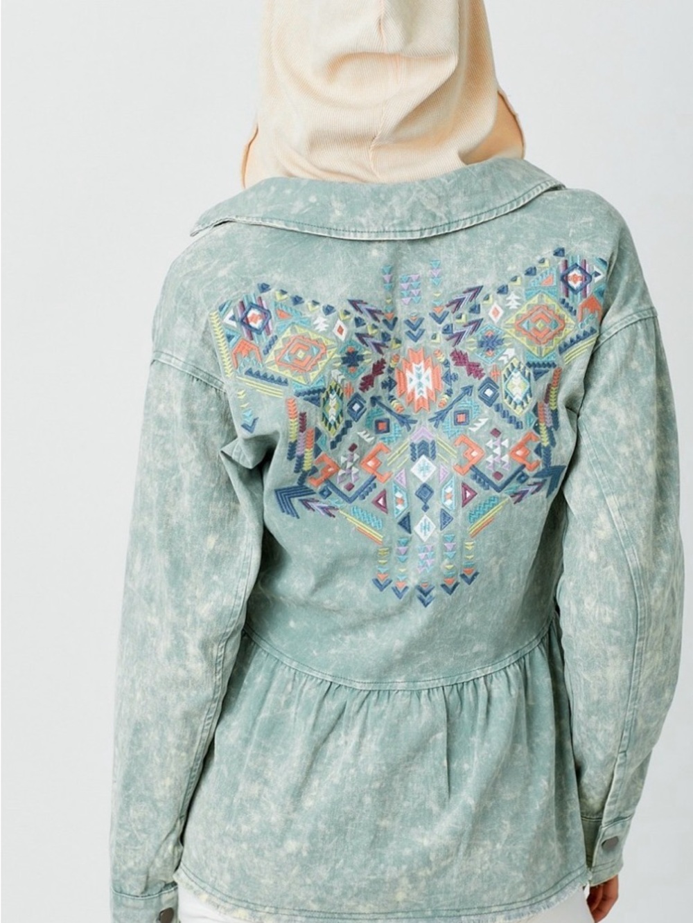 Mystree Peplum Hem Embroidered Jacket